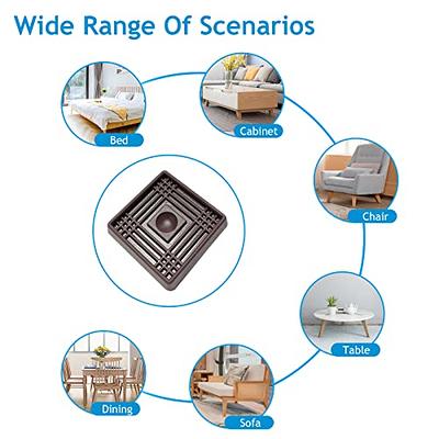 CasterMaster Non Slip Furniture Pads- 2x2 Square Rubber Anti Skid Caster Cups, Leg Coasters- Couch, Chair, Feet, and Bed Stoppers- Anti-Sliding Floor