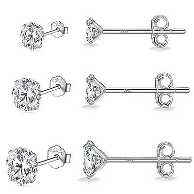 Dtja CZ Safety Pin Cartilage Sterling Silver Hoop Earrings for Women Girls Dainty Cubic Zirconia Dangle Drop Hypoallergenic Stud Post