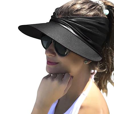 Sun Hat Women Sun Beach Visor Cap UV Protection with Wide Brim for Sports Beach  Golf Hiking (Black/Black) - Yahoo Shopping