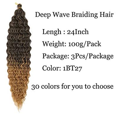 Ocean Wave Crochet Hair 14 Inch 9 Packs Deep Wave Crochet Hair Ocean Wave  Braiding Hair Synthetic Wavy Crochet Hair Ombre Ocean Wave Hair (14 Inch-9  Packs, T1b/27#) 14 Inch (Pack of 9) T27