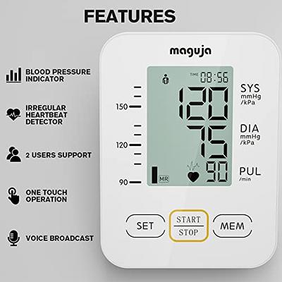  Automatic Arm Blood Pressure Monitors-maguja Automatic Digital  Upper Arm Blood Pressure Monitor Arm Machine, Wide Range of Bandwidth,  Large Cuff, Large LCD Display BP Monitor, Suitable for Home Use : Health