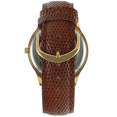 Peugeot Men's Vintage Rectangular 14K Gold Plated Black Leather Strap Watch