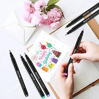 12 Colors Calligraphy Pen Hand Lettering Pens Brush Refill