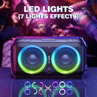 Portable Bluetooth Speaker, 40W(60W Peak) Stereo Loud Sound, IPX7  Waterproof Speaker with Beat-Driven Lights,Deep Bass, Bluetooth 5.3  Wireless Pairs