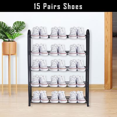 SLEEPING LAMB 2-Tier Long Shoe Rack organizer for Closet, Stackable Wide  Shoe Shelf Holds 18-Pairs Low Shoe Storage for Bedroom, Floor, Entryway