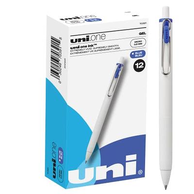 Uniball One Gel Pen 12 Pack, 0.5mm Micro Blue Pens, Gel Ink Pens