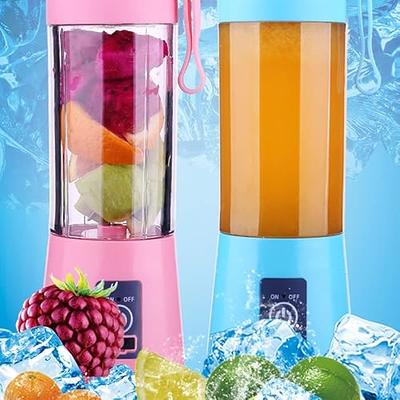 Personal Mini Blender Smoothie Maker, Portable Juicer Cup, Rechargeable Power Mixer for Fruit and Vegetable, Travel Juicer Bottle, Pink