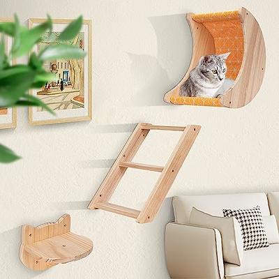 PETKABOO Cat Wall Furniture, Shelves, Floating Wood Climb Wall-Mounted  Playing Climber, 2 Houses & 4 Shelves Ladders 1 Scratching Post