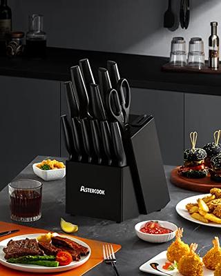 Astercook 15-Piece Knife Set with Block, Built-in Sharpener - German  Stainless S