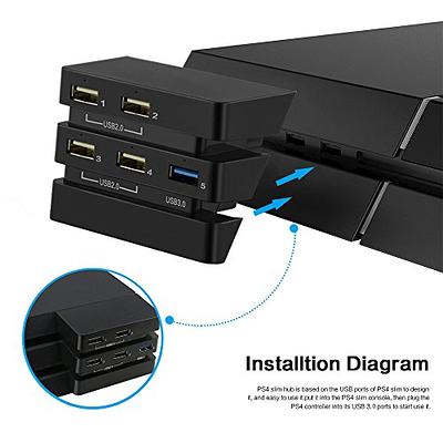 USB HUB for PS5, Joso 5 Ports USB Extender High-Speed Expansion Adapter  Charger for Playstation 5 Accessories, with 4 USB Ports + 1 USB Charging  Port