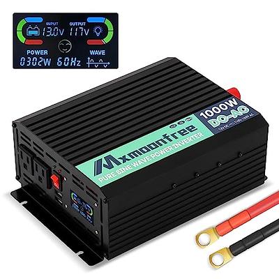 Mxmoonfree 1000W Pure Sine Wave Inverter 12V DC to 110/120V AC, LCD  Display, 2 USB Port, 2 AC Outlets for RV Off Grid Camp Car Solar System FCC  ROHS Certified - Yahoo Shopping
