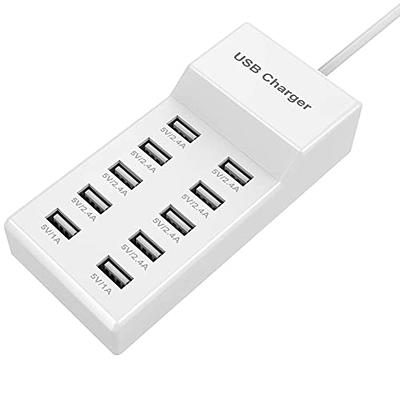 USB Charging Station, 8-Ports 60W/12A Multi Port USB C Hub Charger with LCD  Display for Cellphone & Tablet Multiple Devices