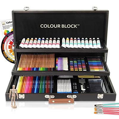 Sunnyglade 145 Piece Deluxe Art Set, Wooden Art Box and Drawing Kit with Oil