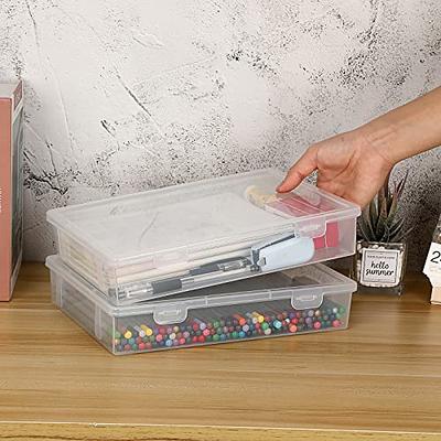 BTSKY Clear Plastic Storage Box with Flap Lid, Multipurpose Craft  Organizers and Storage Box Art Supply Storage Organizer Plastic Sewing Box  for Beads Pencils Notebooks, 2 Pack Medium - Yahoo Shopping
