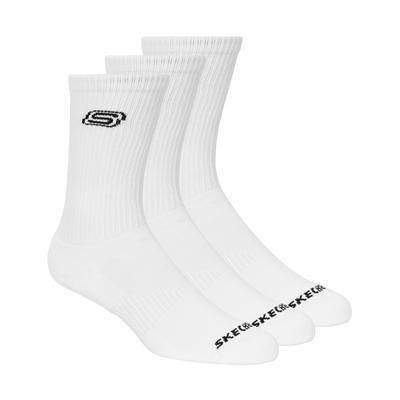 Skechers Women's Solids Crew Socks - 3 Pack, Size Medium, White