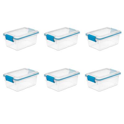 Sterilite 7.5 Quart Clear Plastic Storage Box & Lid w/ Blue