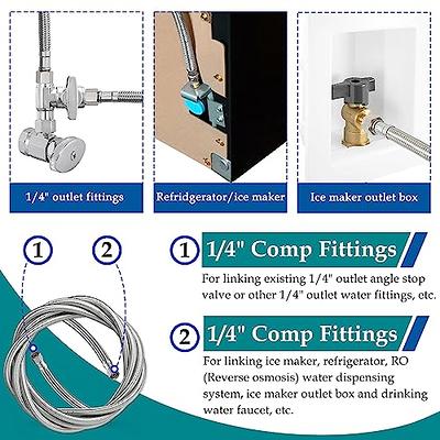 Refrigerator Ice Maker Water Line Kit - 20' Braided Stainless Steel Fridge Water  Line with 1/4 Compression Fittings Pex Tubing Core and Water Splitter -  Yahoo Shopping