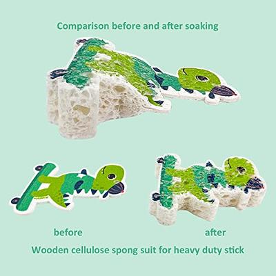 Compressed Wood Pulp Dishwashing Sponge, Cute Cartoon Dual-Sided