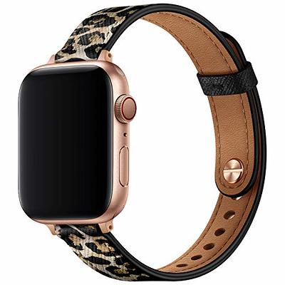  JR.DM Slim Leather-Bands Compatible with Apple Watch Band 38mm  40mm 41mm 42mm 44mm 45mm 49mm, Top Genuine Leather Band with Charms,  Feminine Design for Iwatch Ultra SE & Series 9 8