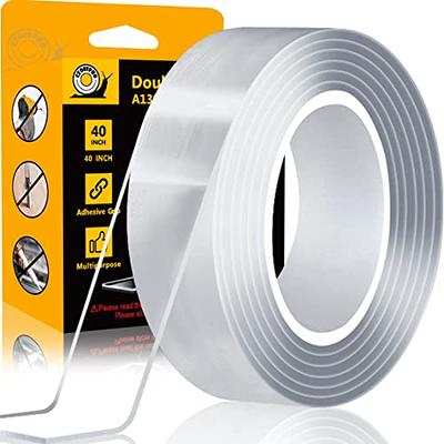 Extra Large Double Sided Tape Heavy Duty Removable 1.18 Inch x 160 Inch,  Clear & Tough Nano Tape, Multipurpose Mounting Tape Picture Hanging Strips