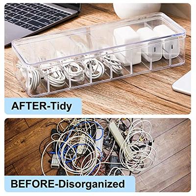 Tatuo 4 Pcs Cable Organizer Box with Wire Ties, Plastic Cord Storage Box  with Lid, Electronics Organizer for Home Office Desk Organizers and  Accessories (Clear) - Yahoo Shopping