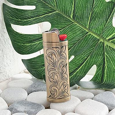 Lucklybestseller Metal Lighter Case Cover Holder Vintage Floral