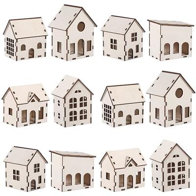 Wooden Houses Adult Craft Wooden Kit, Small Wooden House Kids Coloring Kit  - Shop Village Story Illustration, Painting & Calligraphy - Pinkoi