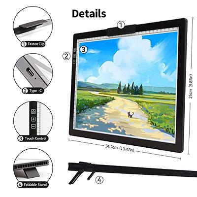  A3 Light Pad, Elice Tracing Light Box 3 Colors Mode Stepless  Dimmable and 6 Levels of Brightness Light Copy Pad, Wireless Rechargeable Led  Light Board for Weeding Vinyl Diamond Painting Sketching