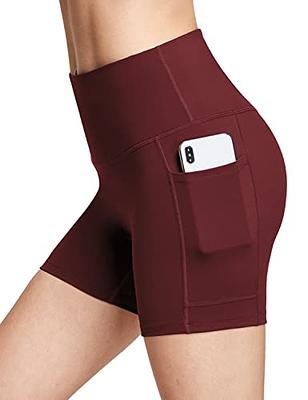 BALEAF Biker Shorts Women with Pockets Workout Gym Spandex Shorts Tummy  Control Yoga Running Compression Shorts Soft 5 Wine Red M - Yahoo Shopping