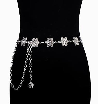 Metal Chain Belt for Women Adjustable Waist Chain for Dresses Jeans Western  Concho