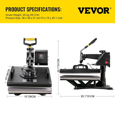 VEVORbrand Heat Press 15X15 inch 5 in 1 Heat Press Machine Digital
