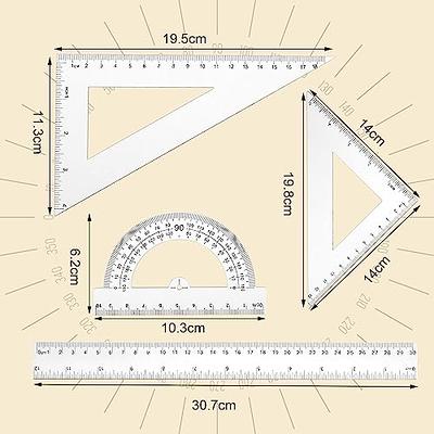 Coopay 6 Inch Math Geometry Tool Plastic Ruler Set Includes Straight Ruler,  Triangle Rulers, Protractor for Student School Office Supplies (Blue)