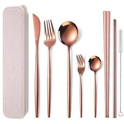 Utensil set - 2 spoon /2 fork/ travel pouch - PINK - The Fancy