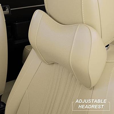 Motor Trend LuxeFit Solid Beige Faux Leather Front Seat Covers for Cars Trucks Suv, 2 Piece Set Padded Car Seat Protectors