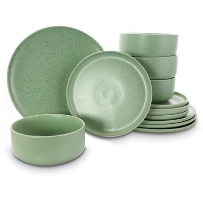 Gibson Home Siam 12 Piece Round Stoneware Dinnerware Set In White : Target