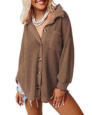 Dokotoo Womens Oversized Long Sleeve Button Up Pocket Shirts Ladies Loose  Fit Corduroy Tunic Blouse Tops S Beige at  Women's Clothing store