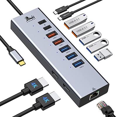  USB C to Dual HDMI Adapter, Multi Display Docking Station Dual  Monitor with 2 HDMI, Displayport, 100W PD, 3 USB Ports, USB C Hub Multiport  Dongle Compatible with MacBook/Dell/HP/Lenovo Laptops 