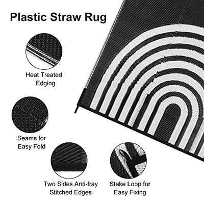 HOMEIDEAS Outdoor Rug, Waterproof Patio Plastic Straw Rugs, RV