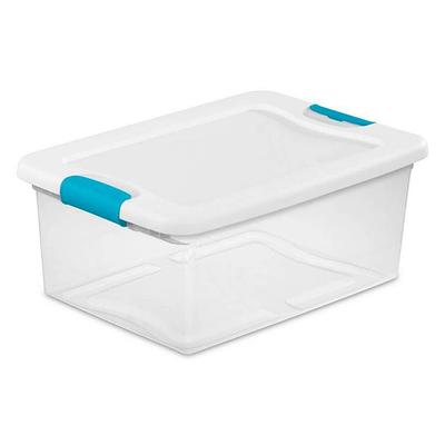 Sterilite Stackable 6 Qt Storage Box Container, Clear, Marine Blue Lid (60  Pack) 12 x 16437406 - The Home Depot