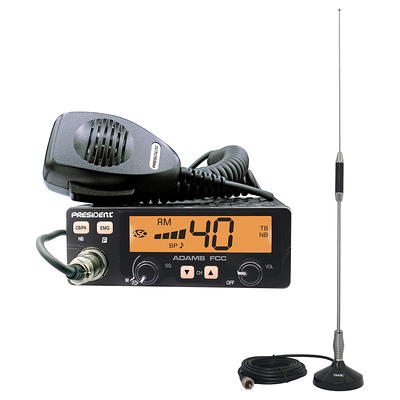 President Sideband Kit Includes: Mckinley USA CB Radio & Mississippi Radial  Whip CB Antenna 