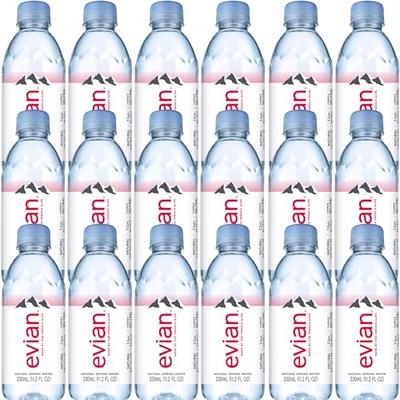 evian Natural Spring Water 500 mL/16.9 Fl Oz (Pack of 24) Mini-Bottles,  Naturally Filtered Spring Water Small Water Bottles