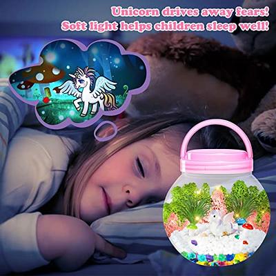 MINGKIDS Unicorn Gifts for 4-12 Year Old Girls,Light-up Unicorn Terrarium  Kit with Greeting