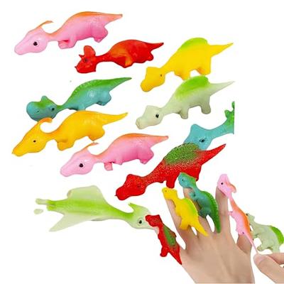 15 Pcs Slingshot Dinosaur Finger Toys Rubber Dinosaur Slingshot