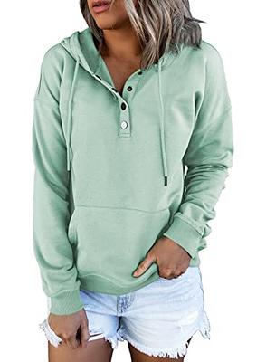 Ezymall Womens Casual Hoodies Pullover Tops Khaki Long Sleeve Sweatshirts  Aesthetic Clothes for Teen Girls at  Women's Clothing store