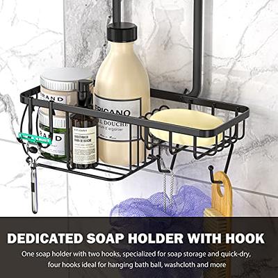 Orimade Shower Caddy with 5 Hooks Organizer for Hanging Razor and Sponge Bathroom  Basket Adhesive Shower Shelf Storage Kitchen Rack Wall Mounted No Drilling  Rustproof Stainless Steel - 2 Pack Silver - 2 Pack 
