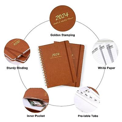 Planner 2024 - Weekly & Monthly 2024 Planner with Twin-Wire Binding, JAN  2024 - DEC 2024, 6.3 x 8.4, Hardcover with Monthly Tabs, Back Pocket, Thick  Paper - Brown - Yahoo Shopping