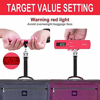 Digital Luggage Travel Scale with Overweight Warning Function, Portable  Handheld Electronic Weighing Scale with Hook, 50kg & Backlit LCD Display