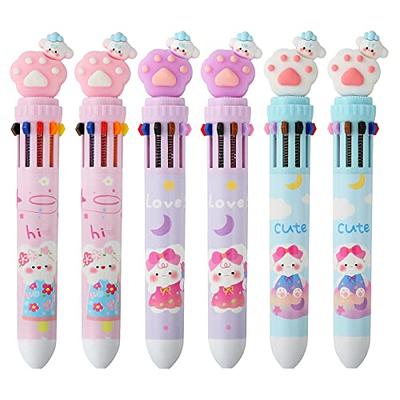 EEOYU 15 Pack Multicolor Pens 0.5mm 6-in-1 Retractable Ballpoint