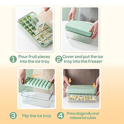 Ice Cube Tray with Lid and Bin, Large Capacity ice Cubes Making and Storage  Container with ice Scoop, Double Trays, Press Lid and Release ice Cubes, 60  Cavity (transparent green) - Yahoo Shopping