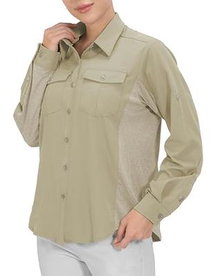 Little Donkey Andy Women's UPF 50+ UV Protection Long Sleeve Fishing Shirt, Khaki Light / S